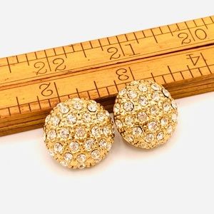 Chunky vtg pierced earrings rhinestone deadstock